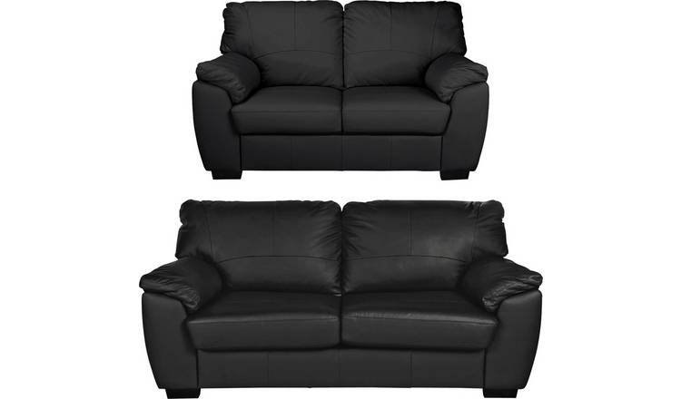 Black leather 3 and clearance 2 seater sofas