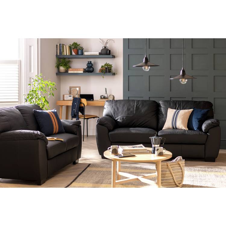 Argos Home Milano Leather 2 Seater and 3 Seater Sofa - Black 0