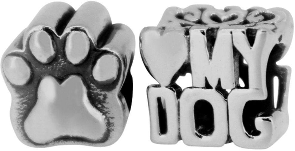 Link Up Sterling Silver Love My Dog Charms - Set of 2.