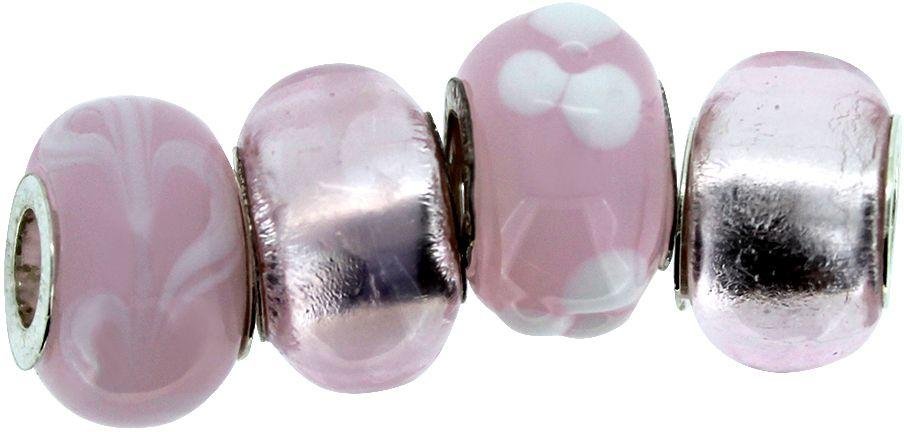 Link Up Sterling Silver Pale Pink Glass Beads - Set of 4.