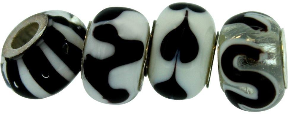 Link Up Sterling Silver Black and White Glass Beads - 4.