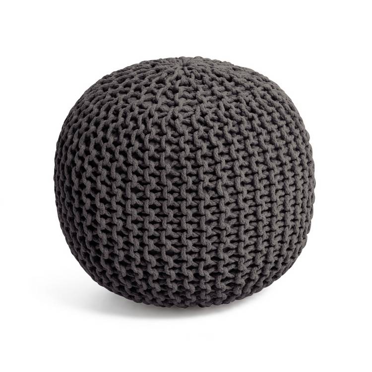 Kaikoo Dottie Cotton Knitted Pod Footstool - Charcoal 0