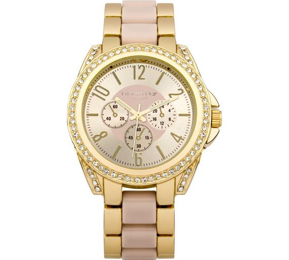 Identity Ladies Gold Tone with Pink Inlay Bracelet Watch 3596047 Argos Price Tracker pricehistory