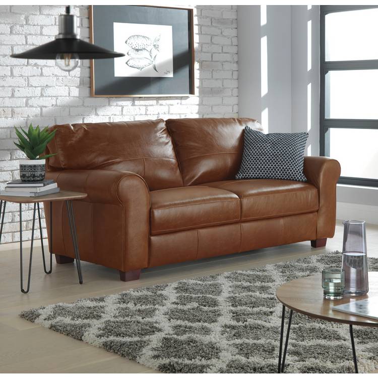 Argos Home Salisbury Leather 3 Seater Sofa - Tan 0