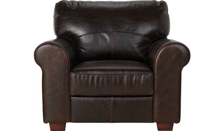 Buy Habitat Salisbury Leather Armchair - Dark Brown | Armchairs and