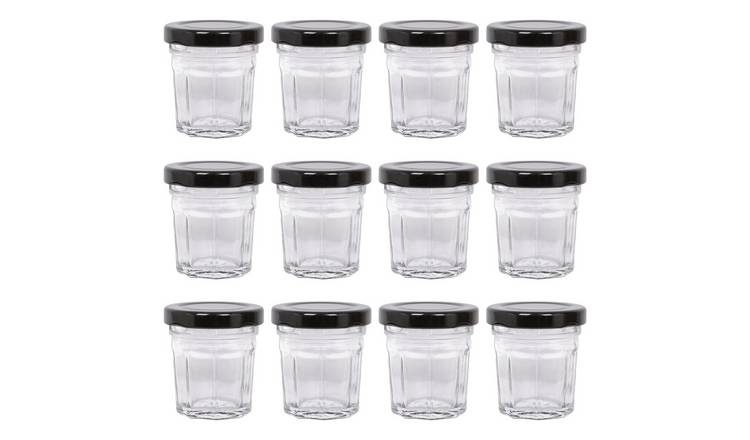 Argon Tableware Glass Jam Jars with Lids - Pack of 12
