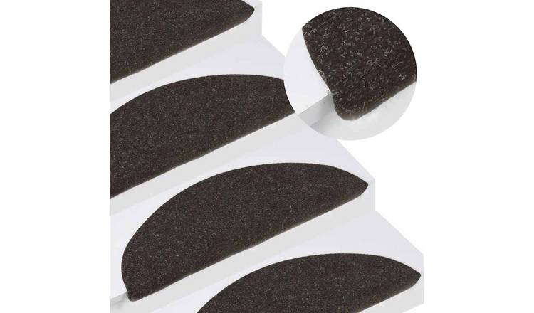 Walplus Pack of 10 Self-Adhesive Needle-Punched Stair Mats - Black - 56 x 17 cm