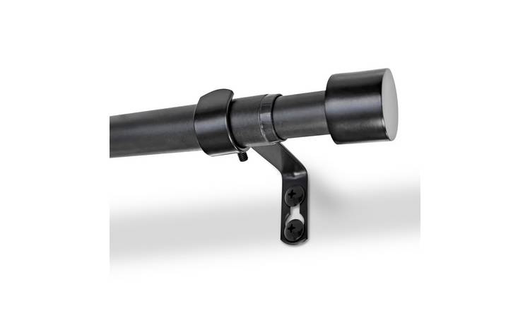 Harbour Housewares Extendable Metal Curtain Pole Kit - Matt Black - 77 to 150cm