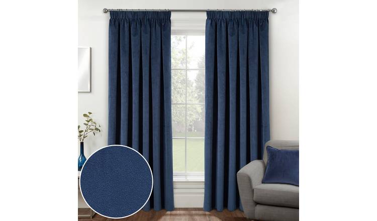Enhanced Living Oxford Pencil Pleat Blackout Curtains - 168 x 229cm - Navy