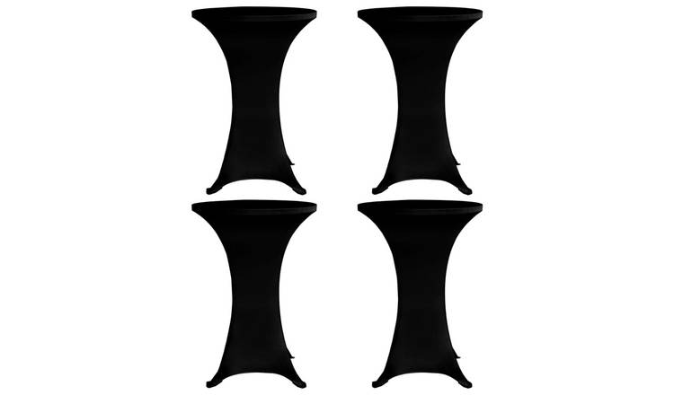 Walplus Pack of 4 Standing Table Cover Stretch - Black - dia 70 cm