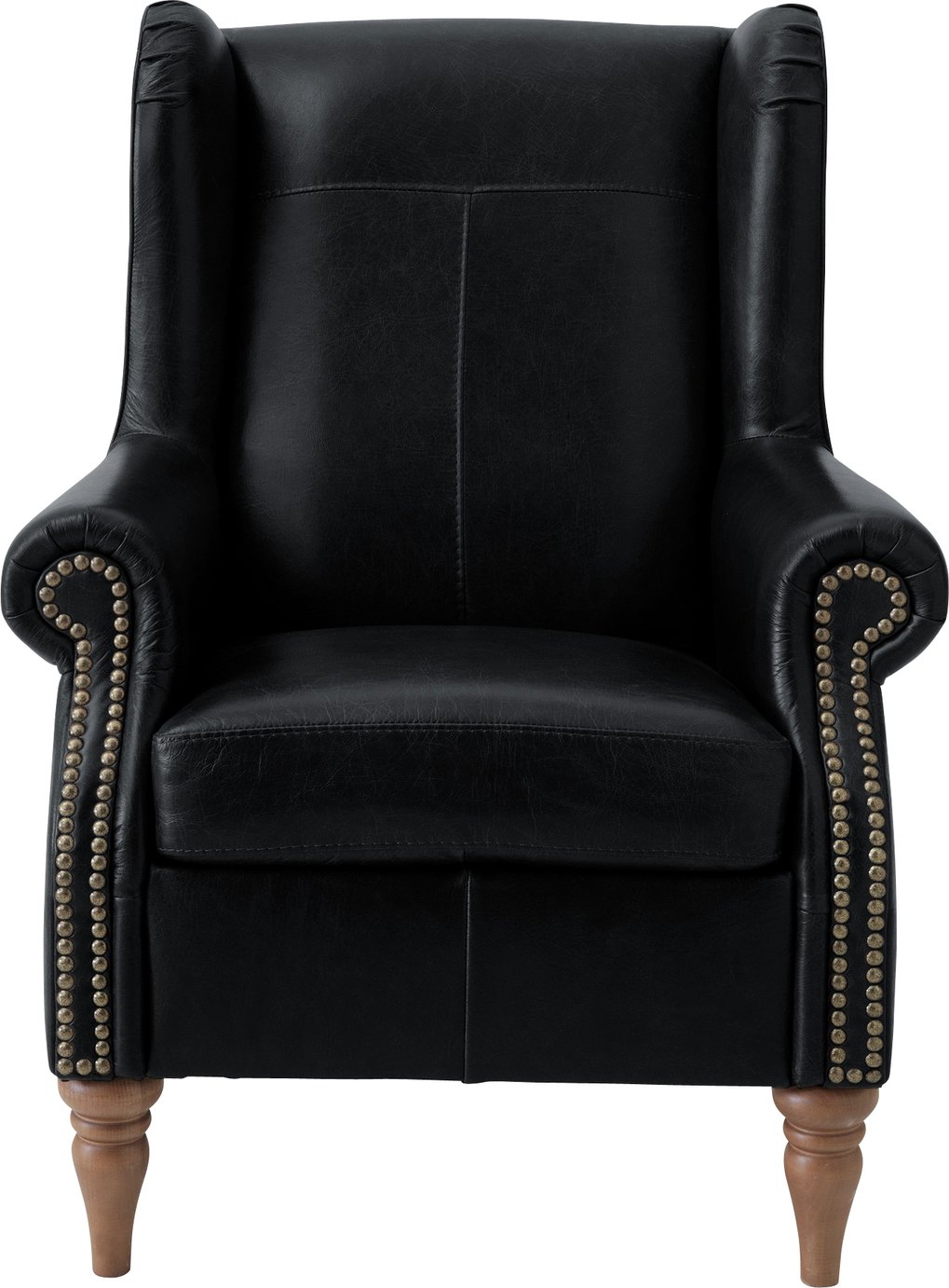 Argos Home Argyll Studded Leather High Back Chair - Black