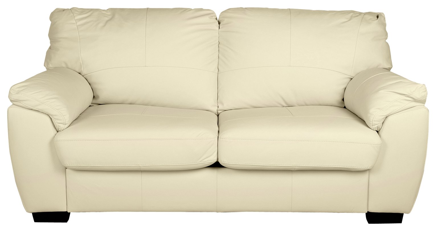 Argos Home Milano Leather 2 Seater Sofa Bed - Ivory