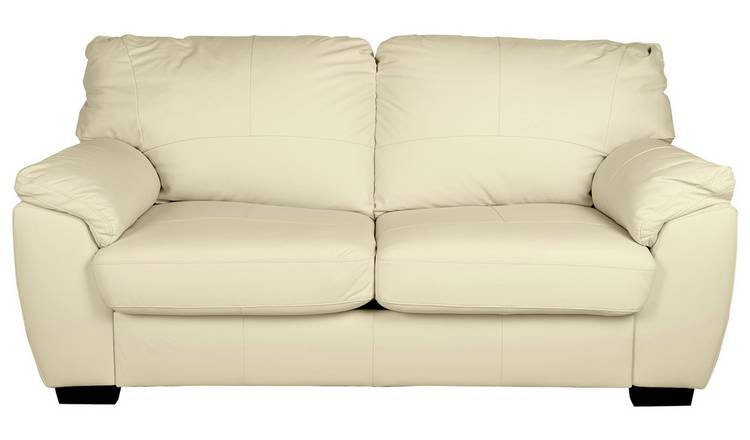 Argos Home Milano 2 Seater Leather Sofa Bed - Ivory