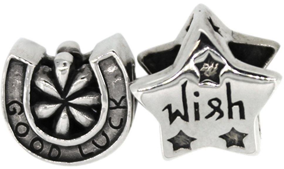 Link Up Sterling Silver Good Luck and Wish Charms - Set of 2