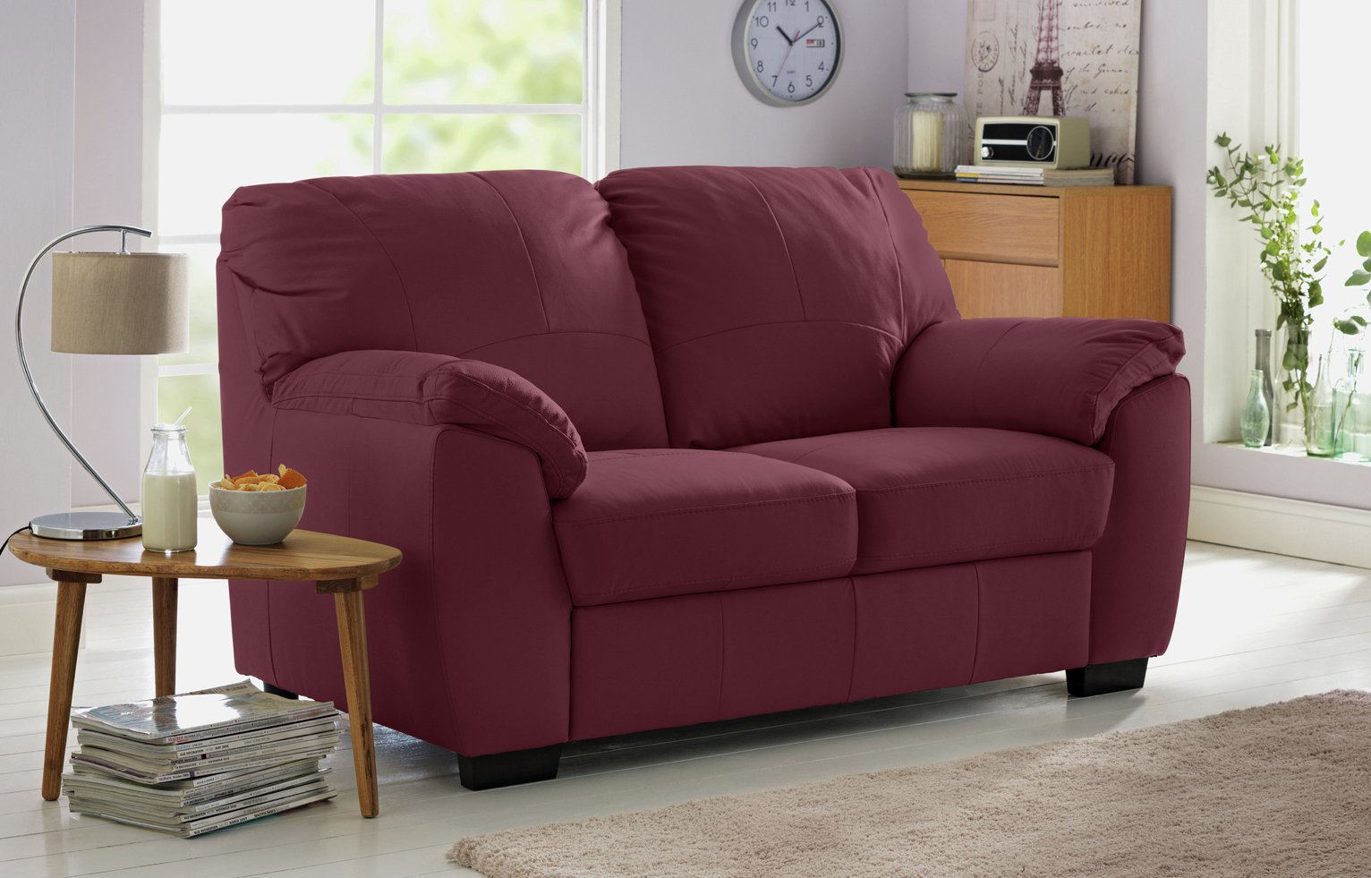 Argos Home Milano Leather 2 Seater & 3 Seater Sofa -Burgundy Review