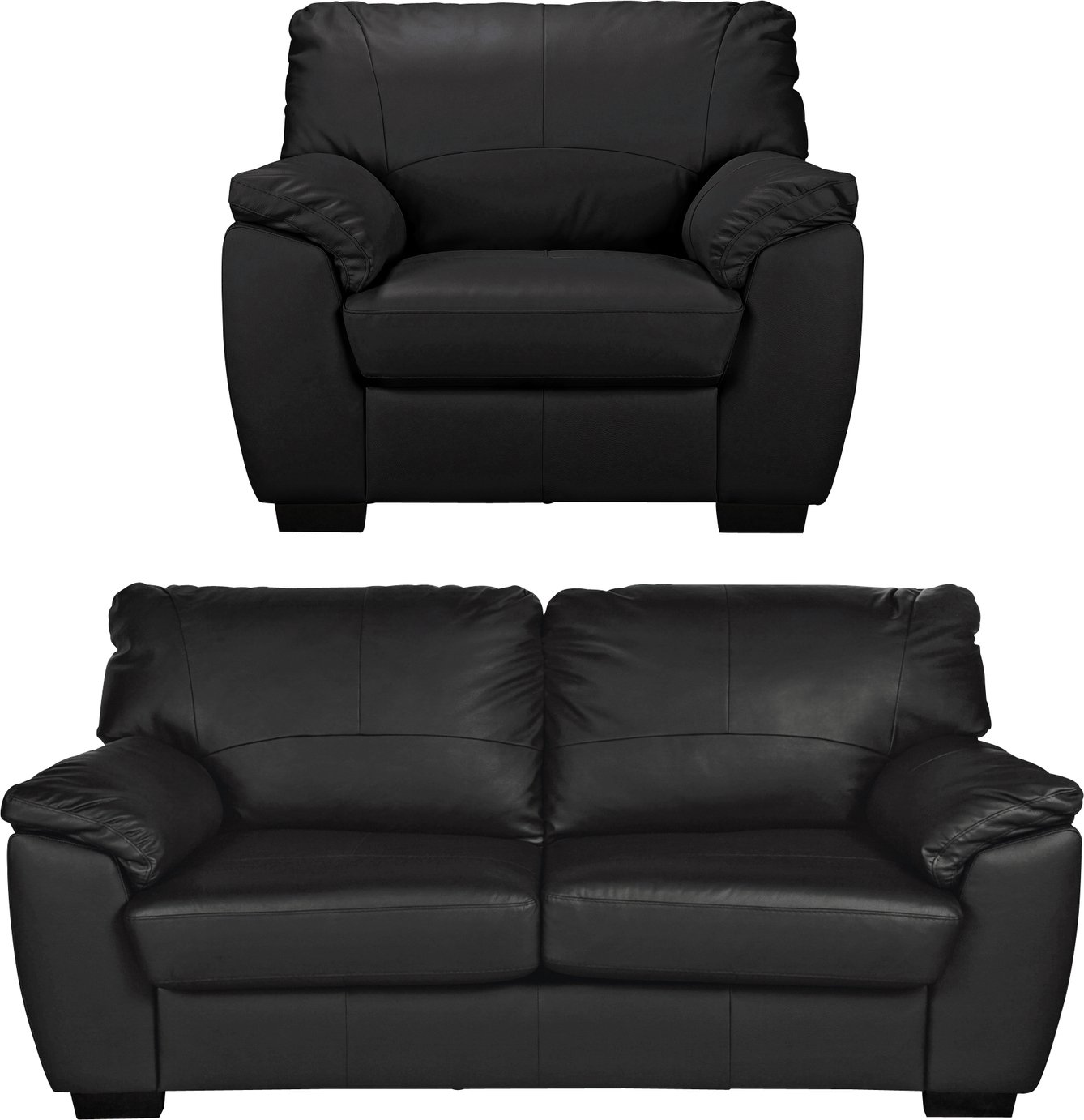 Argos Home Milano Leather Chair and 3 Seater Sofa - Black