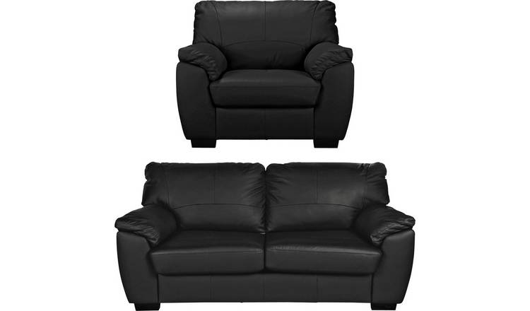 Buy Argos Home Milano Leather Chair and 3 Seater Sofa Black