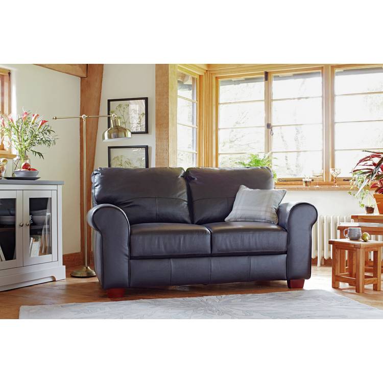 Argos Home Salisbury Leather 2 Seater Sofa - Black 0