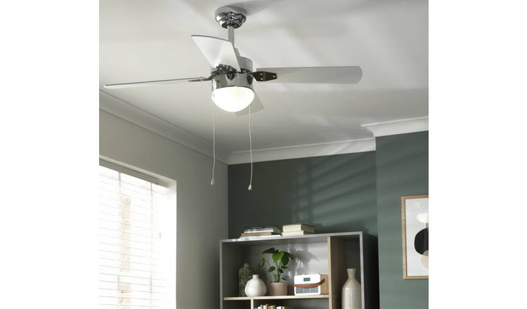 Buy Argos Home Ceiling Fan - Chrome & White | Ceiling fans | Argos