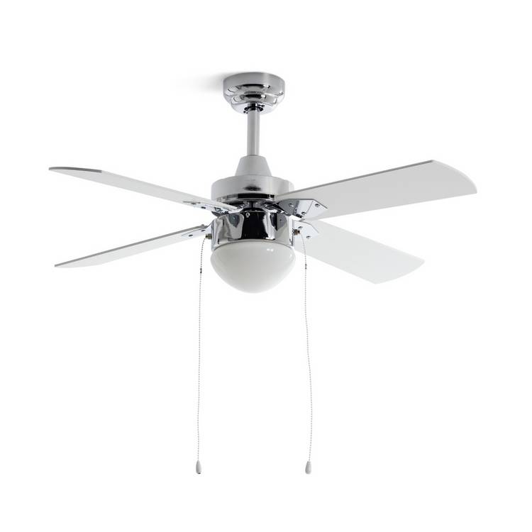 Argos Home Ceiling Fan - Chrome & White 0