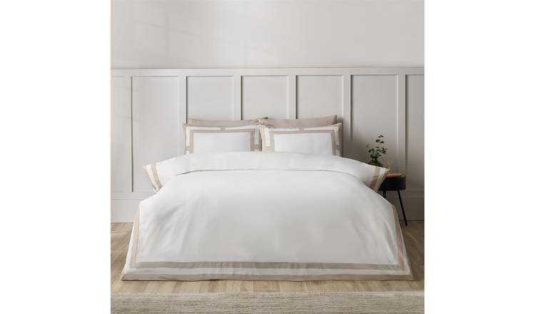 Catherine Lansfield So Soft Mono Panel Duvet Cover Set - Double - Natural