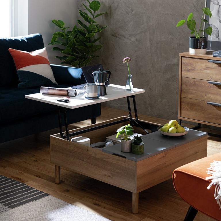 Image of a two-tiered wooden coffee table.