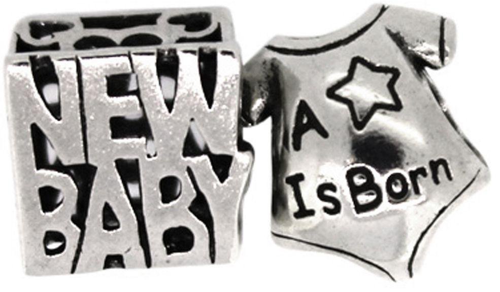 Link Up Sterling Silver New Baby and Star Charms - Set of 2.