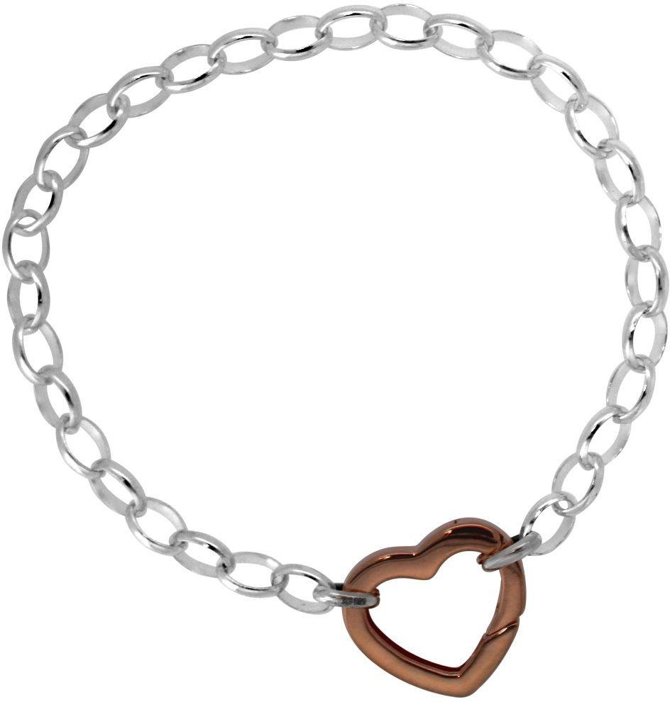 Link Up S.Silver Rose Gold Plated Clip Heart Clasp and Chain