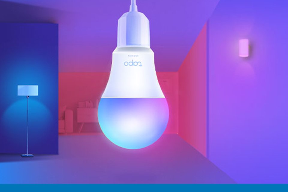 Tapo smart LED bulb switched on in a home setup.
