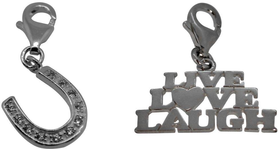 Link Up S.Silver Live, Love, Laugh Clip-On Charms - 2.