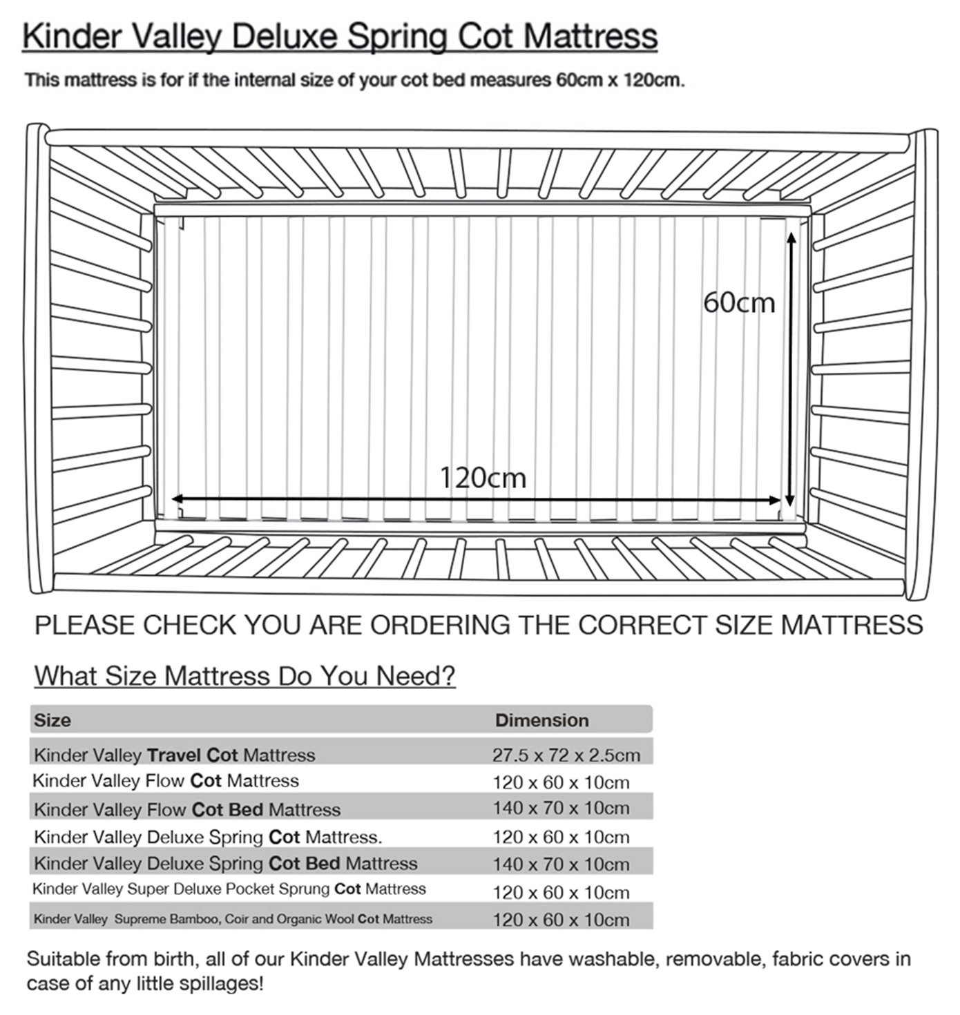 kinder valley deluxe spring cot bed mattress