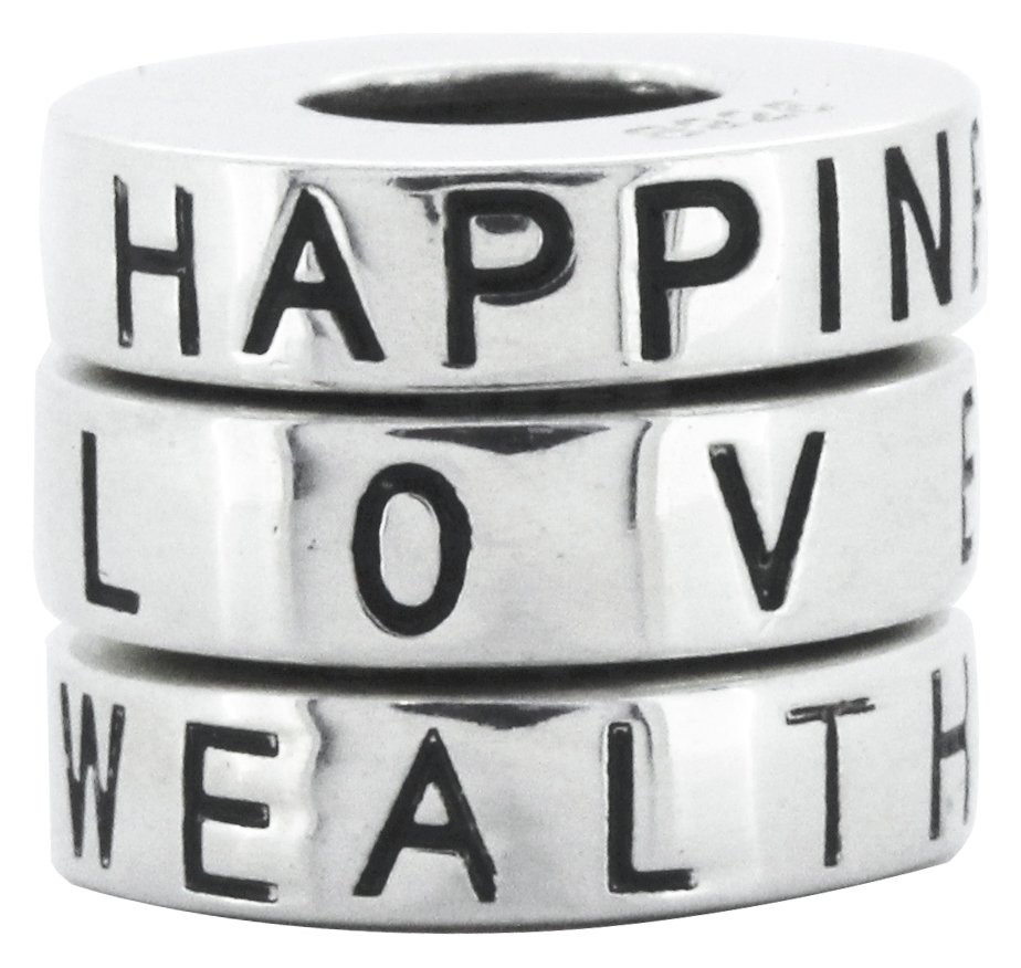 Link Up S.Silver Love, Wealth and Happiness Charms - 3.