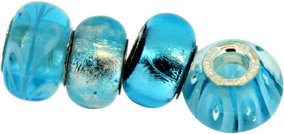 Link Up Sterling Silver Blue Glass Beads - Set of 4.