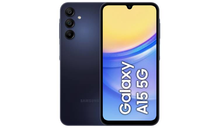 SIM Free Samsung A15 5G 128GB Mobile Phone - Blue Black
