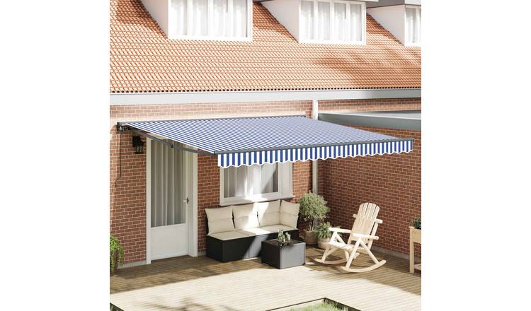 Walplus Polyester Awning Frame - Blue and White - 400 x 300 cm