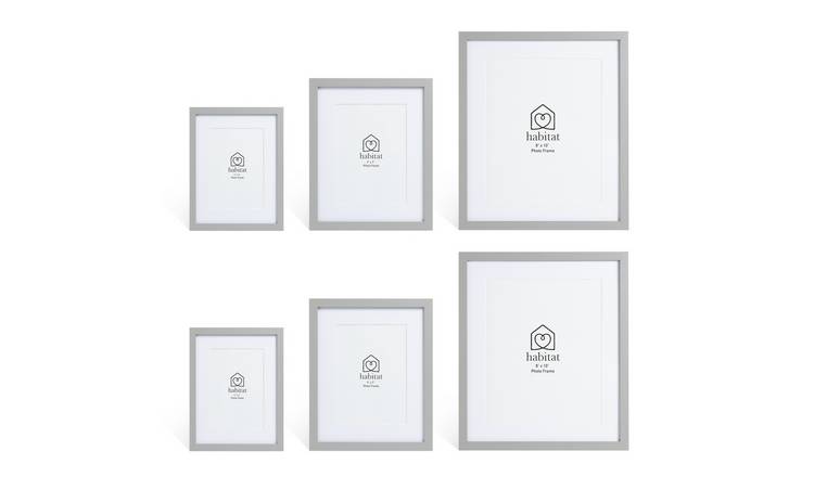 Habitat Pack of 6 Grey Wooden Picture Frames