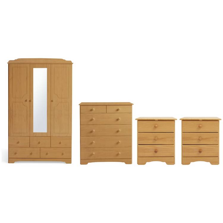 Argos Home Nordic 4 Piece 3 Door Wardrobe Set - Pine 0