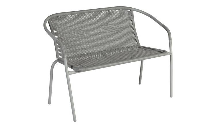 buy argos home steel wicker 2 seater garden bench - grey