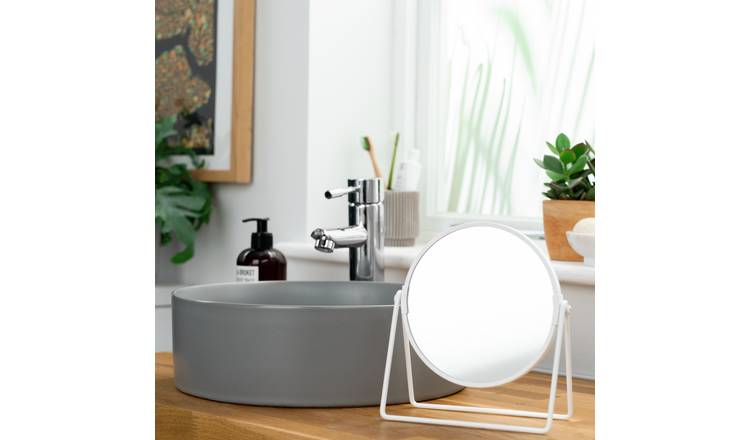 Argos Home White Metal Round Swivel Mirror - 21x19cm