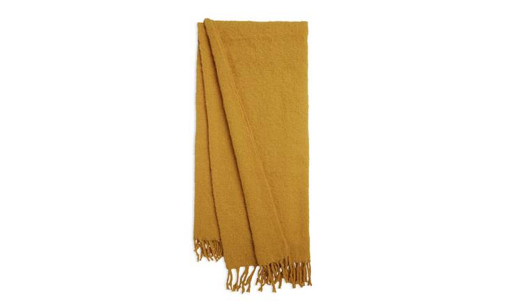 Habitat Faux Mohair Throw - Mustard - 125x150cm