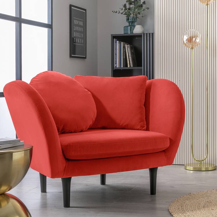 Habitat Arya Velvet Armchair - Orange 0