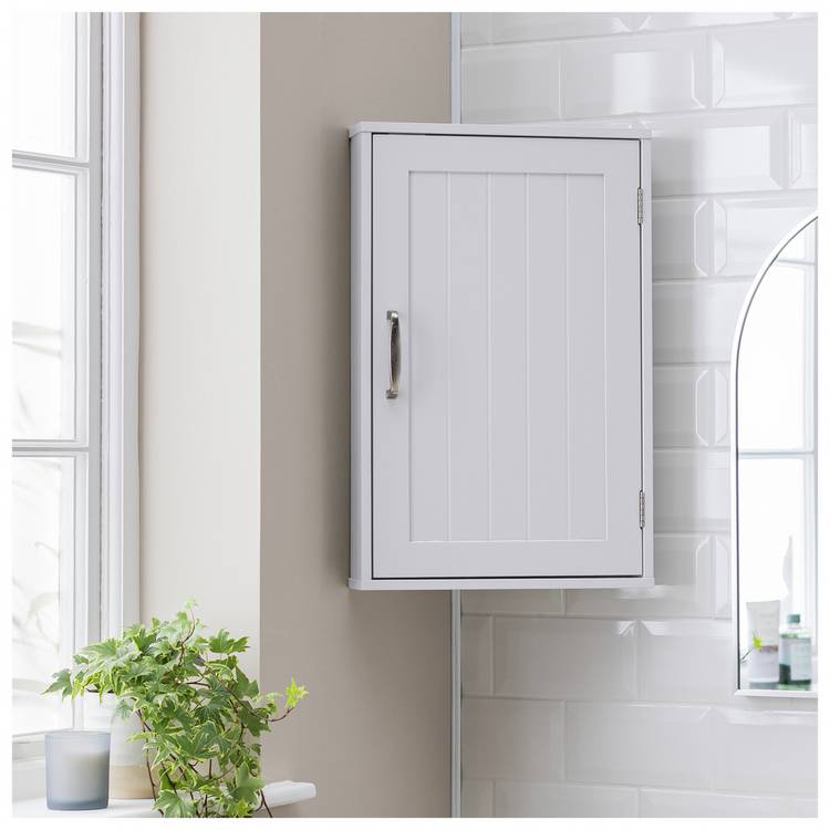 Argos Home Tongue & Groove Corner Cabinet - White 0