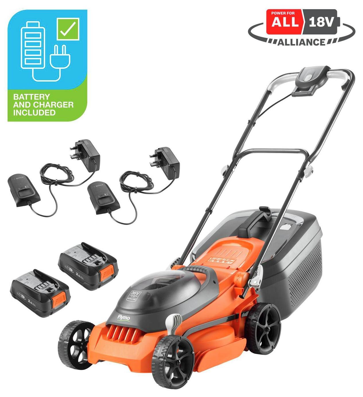 Flymo EasiStore 340R 34cm Cordless Rotary Lawnmower - 36V