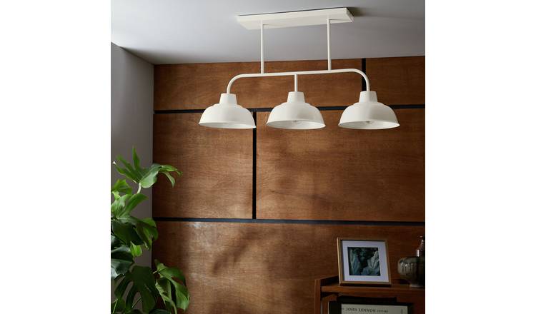 Habitat Benson Steel 3 Light Pendant Bar Light - Cream