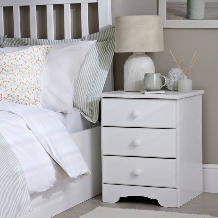 Argos Home Nordic 3 Drawer Bedside Table - White 0