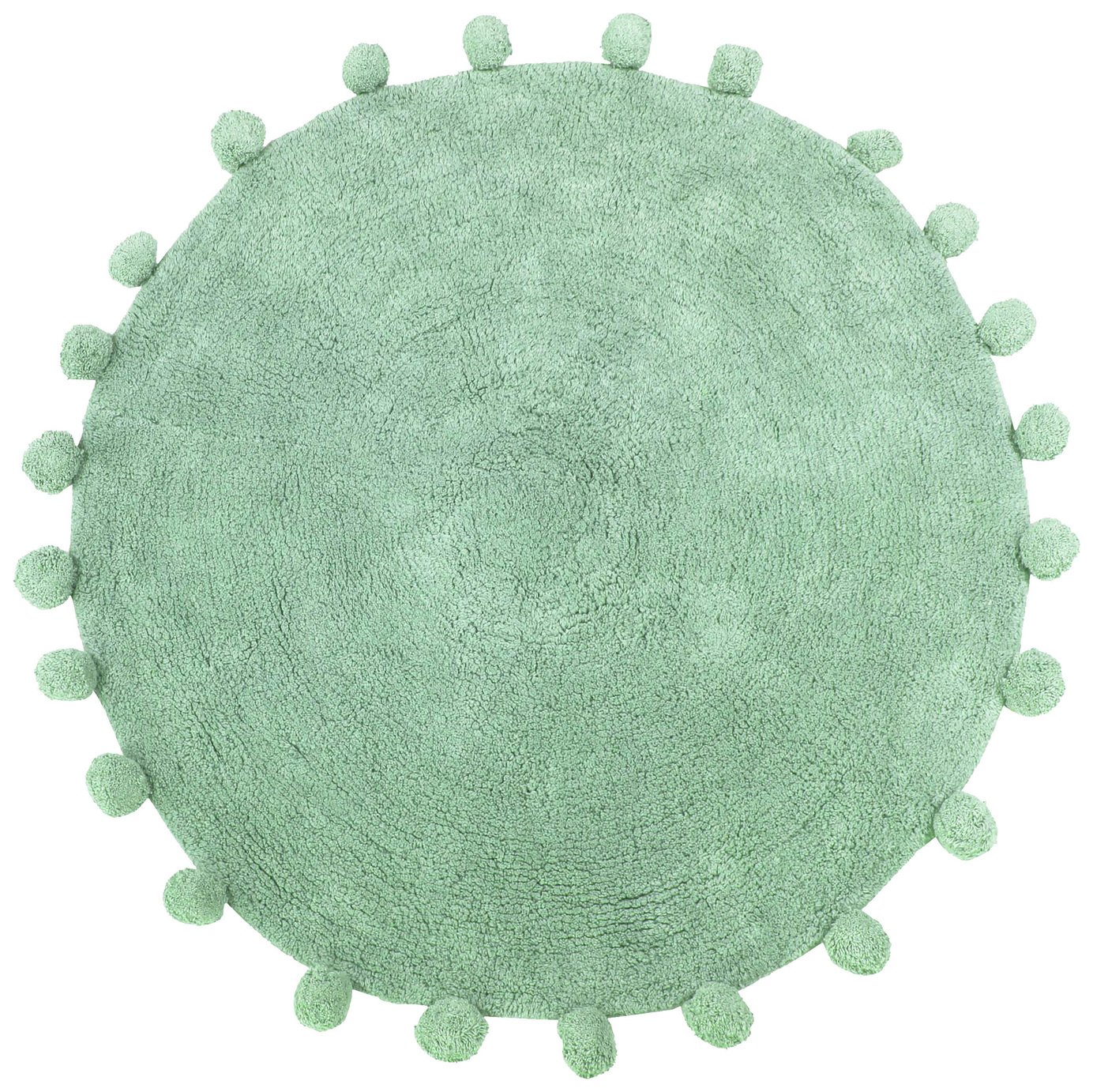 Furn Cotton Circle Pom Pom Bath Mat - Sage Green