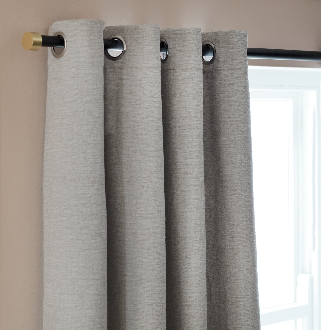 Habitat Slub Chenille Eyelet Curtain - Grey - 168X183cm