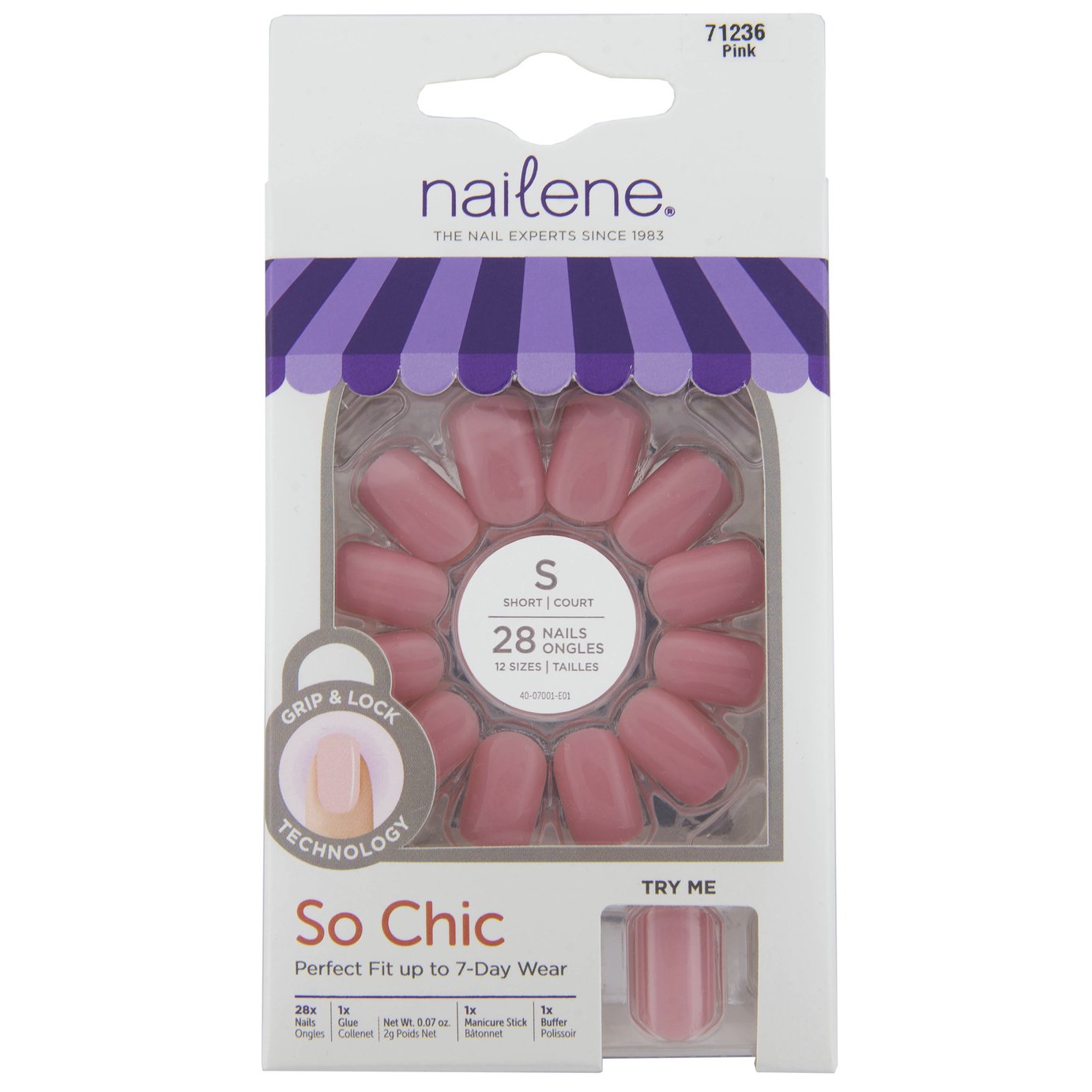 Nailene So Chic Gel Nails - Pink Gloss 28