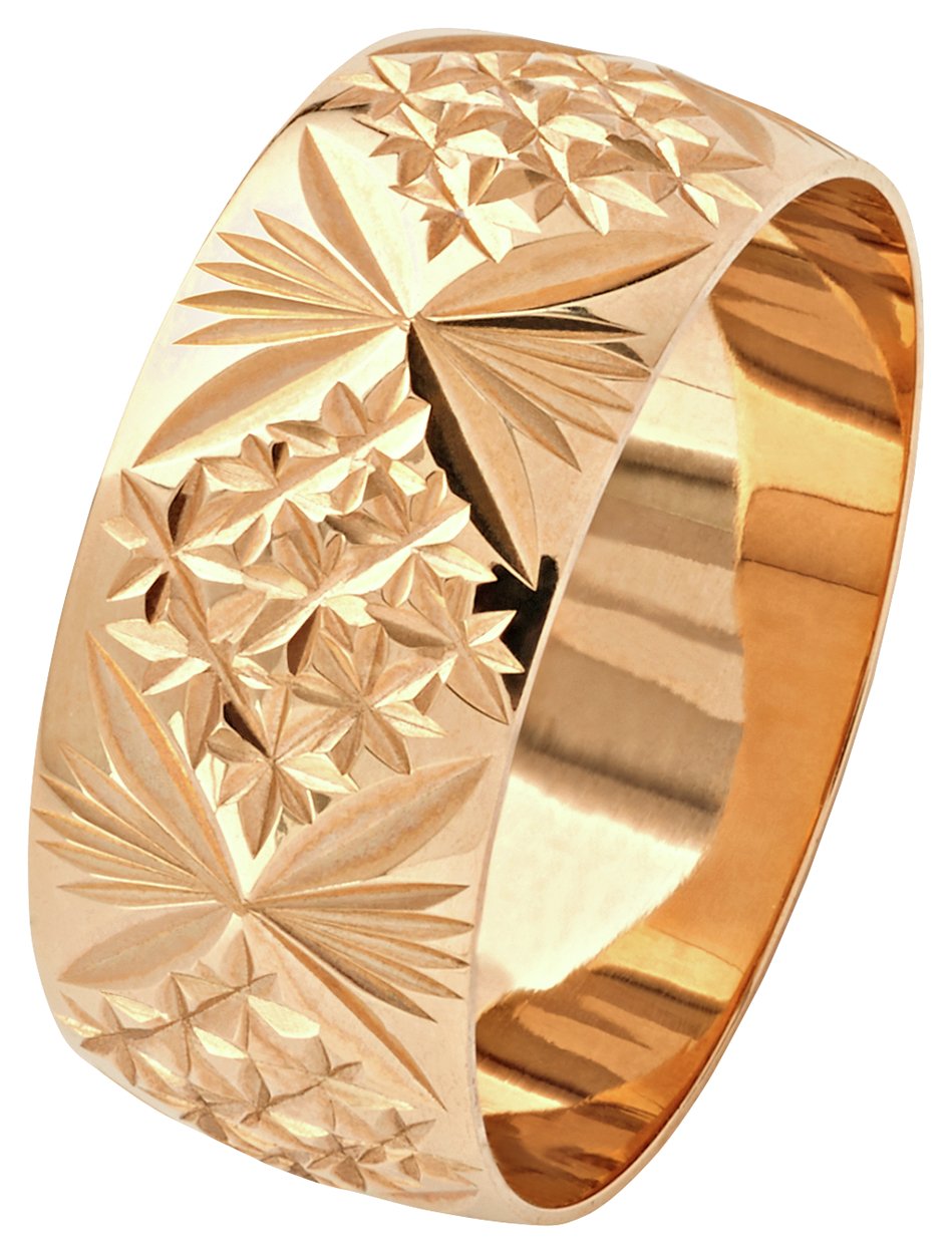 Revere 9ct Gold Diamond Cut Wedding Ring - 8mm - N