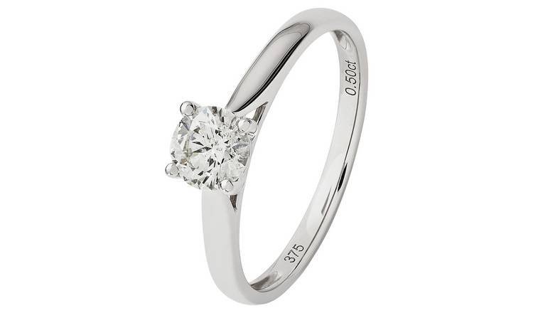 Revere 9ct White Gold 0.50ct Diamond Engagement Ring - K